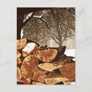 Brennholz Postkarte