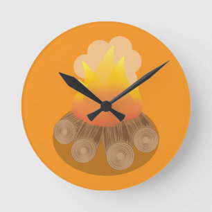 Brennholz Runde Wanduhr
