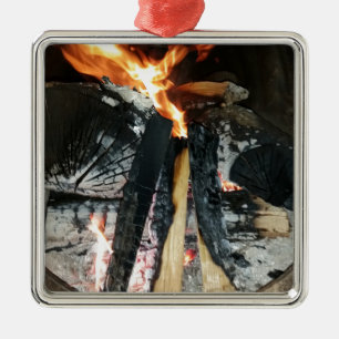 Brennholz Silbernes Ornament