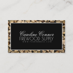 Brennholz-Versorgung zeichnet schwarze u. weiße Visitenkarte