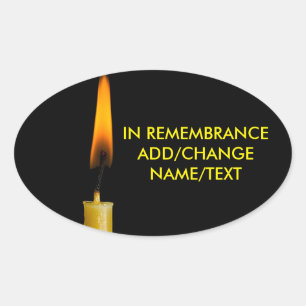 Brennkerze und Text-Version zwei Ovaler Aufkleber