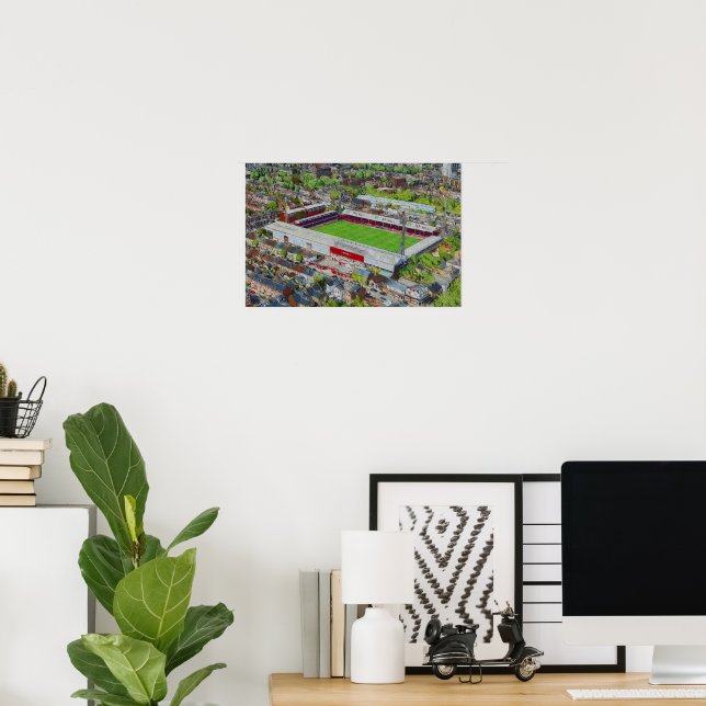 Brentford FC Griffin Park Stadium Aerial Art Poster (Heimbüro)