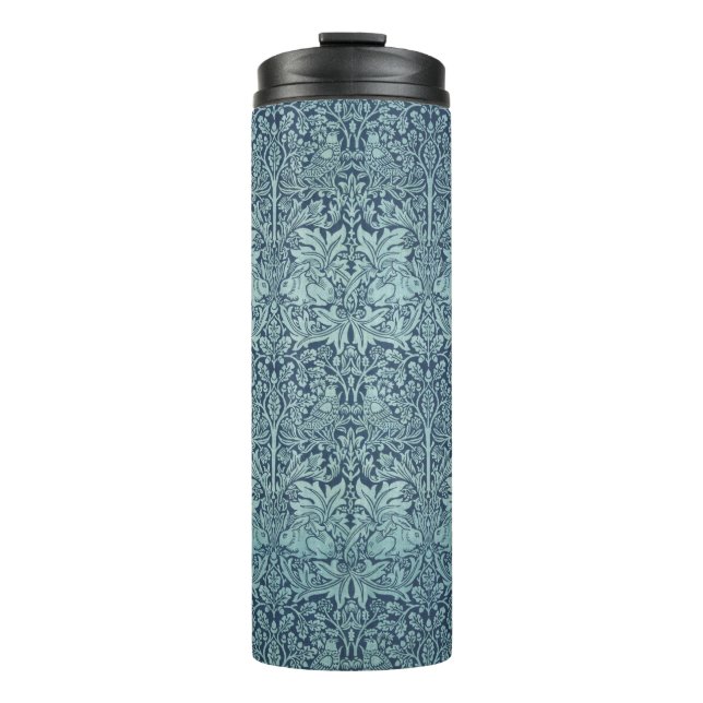 Brer Rabbit von William Morris Blaues Textilmuster Thermosbecher (Vorderseite)