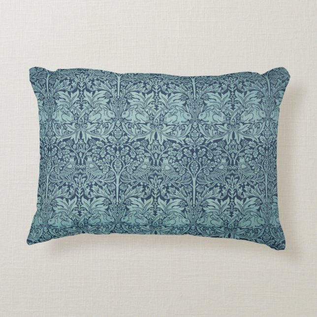 Brer Rabbit von William Morris Blue Textile Patter Dekokissen (Rückseite)