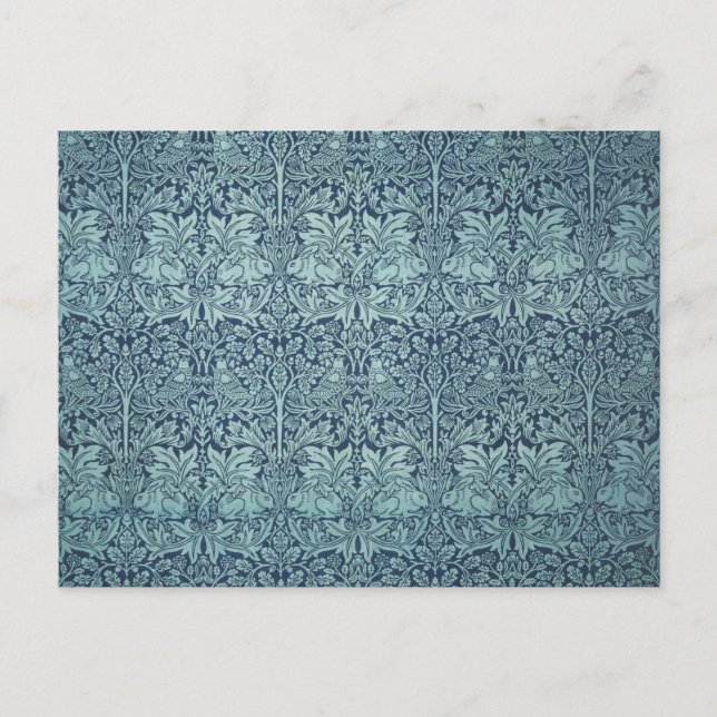 Brer Rabbit von William Morris Blue Textile Patter Postkarte (Vorderseite)