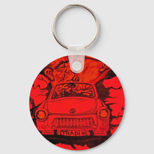 Breschnew & Honecker, Trabant Car, Berlin - Rot Schlüsselanhänger (Vorderseite)