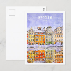 Breslau Polen Berühmte Reise Aquarell Skizze Postkarte