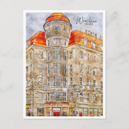 Breslau Polen Jahrgang Reise Wasserfarbe Postkarte