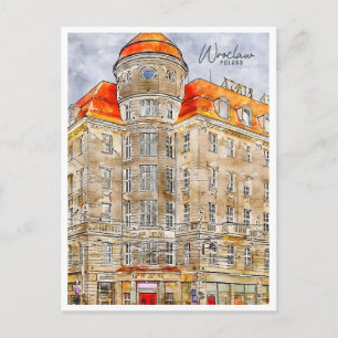 Breslau Polen Jahrgang Reise Wasserfarbe Postkarte