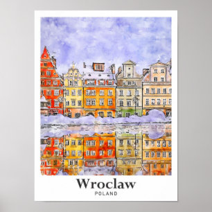 Breslau Polen Reise Wasserfarben Skizze Handgezeic Poster