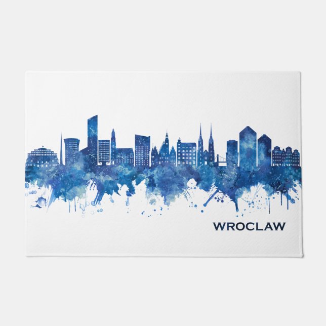 Breslau Polen Skyline Blue Fußmatte (Vorderseite)