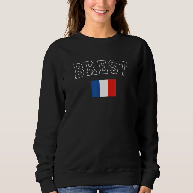 Brest City Vintage French Flag France Souvenir Sweatshirt (Vorderseite)