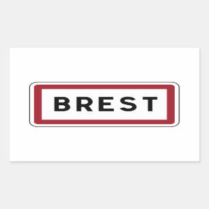 Brest, Road Sign, Frankreich Rechteckiger Aufkleber