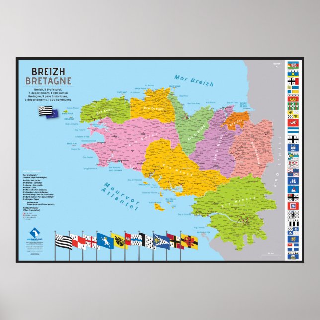 Bretagne, 9 Länder, 5 Departements Poster (Vorne)