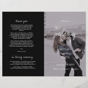 Bretagne Elegantes Foto Folded Program Hochzeit