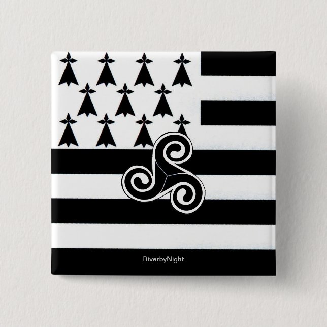 Bretagne-Flagge (Bretone) Button (Vorderseite)