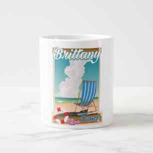 Bretagne Frankreich Strand Reiseplakat Jumbo-Tasse