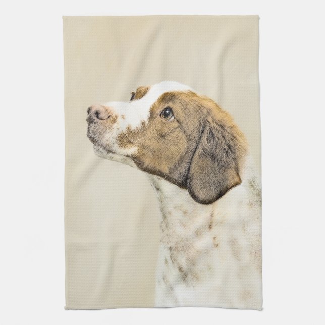 Bretagne Malerei - Niedliche Hundekunst Geschirrtuch (Vertikal)