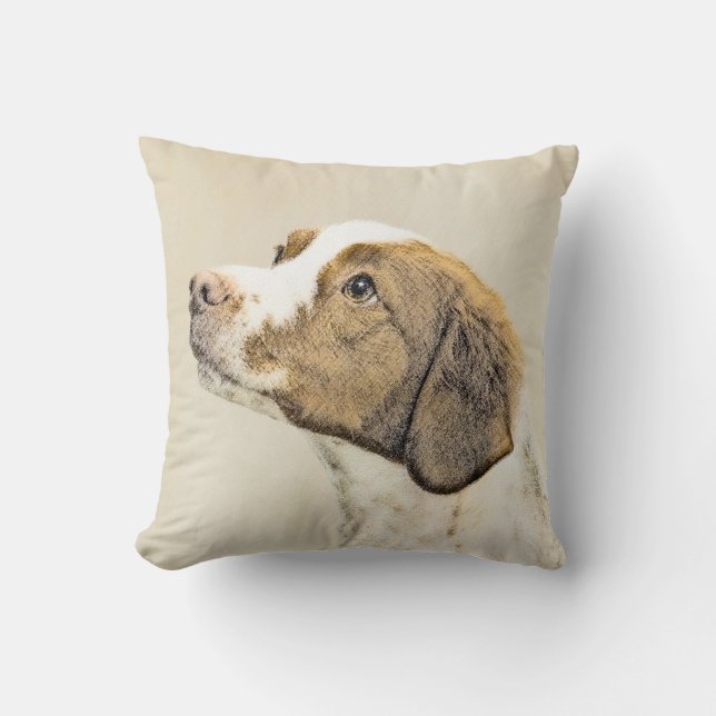 Bretagne Malerei - Niedliche Hundekunst Kissen (Vorderseite)