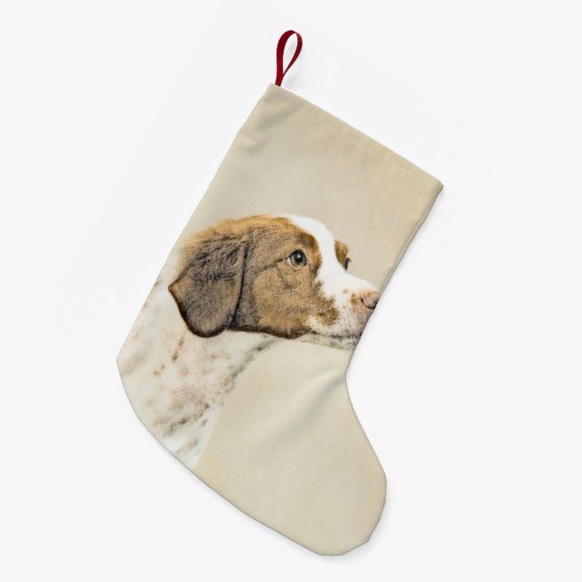 Bretagne Malerei - Niedliche Hundekunst Kleiner Weihnachtsstrumpf (Vorderansicht (hängend))