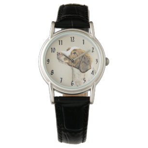 Bretagne Malerei - Niedliche Original Hunde Kunst Armbanduhr