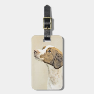 Bretagne Malerei - Niedliche Original Hunde Kunst Gepäckanhänger