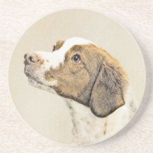 Bretagne Malerei - Niedliche Original Hunde Kunst Getränkeuntersetzer