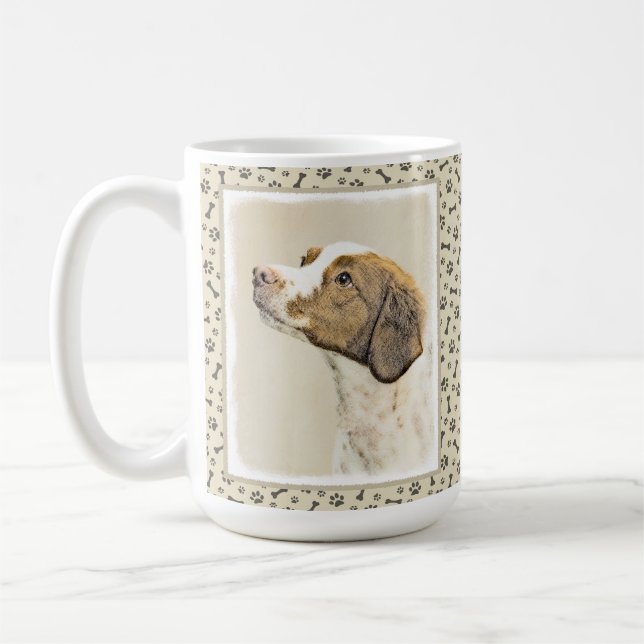 Bretagne Malerei - Niedliche Original Hunde Kunst Kaffeetasse (Links)