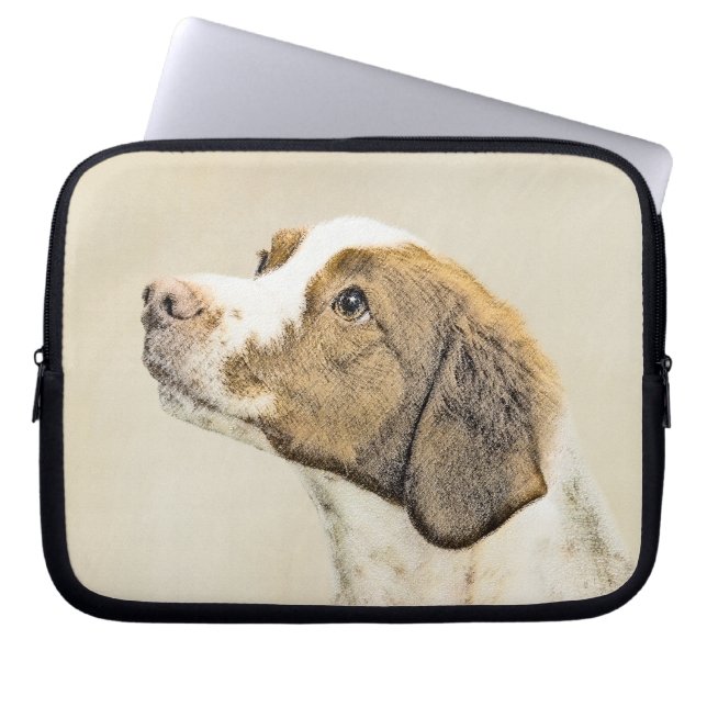 Bretagne Malerei - Niedliche Original Hunde Kunst Laptopschutzhülle (Vorderseite)