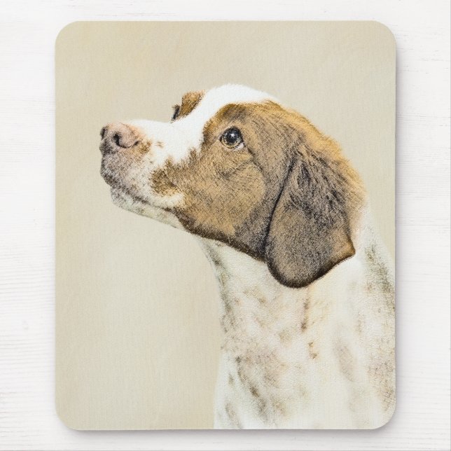 Bretagne Malerei - Niedliche Original Hunde Kunst Mousepad (Vorne)