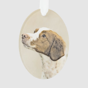 Bretagne Malerei - Niedliche Original Hunde Kunst Ornament