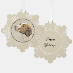Bretagne Malerei - Niedliche Original Hunde Kunst Ornament Karte