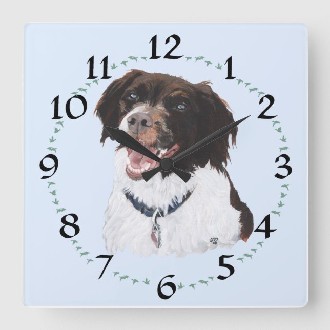 Bretagne mit Enten Quadratische Wanduhr (Vorderseite)