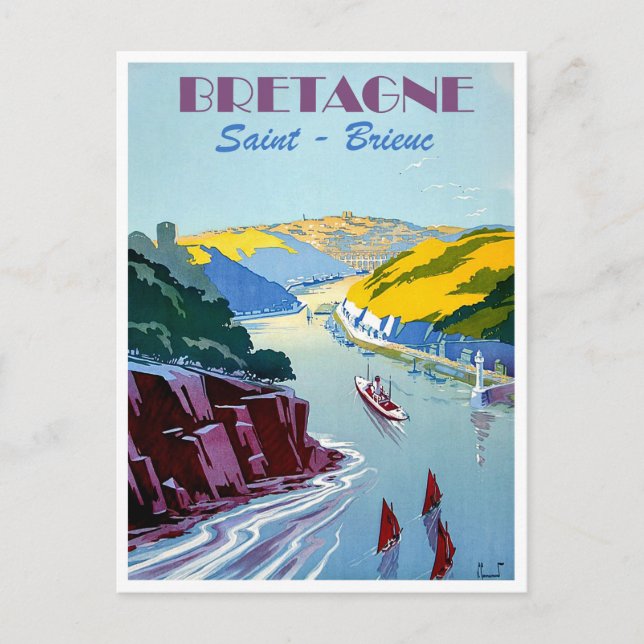 Bretagne, Panorama, Saint Brieuc, Segelboote Postkarte (Vorderseite)