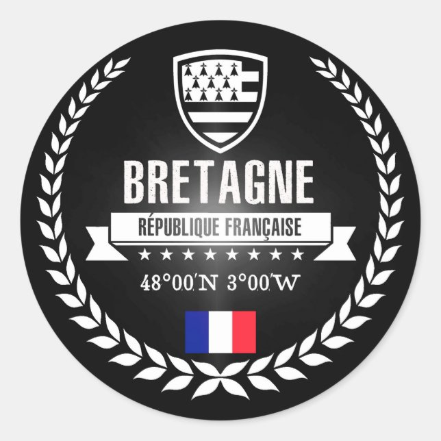 Bretagne Runder Aufkleber (Vorderseite)