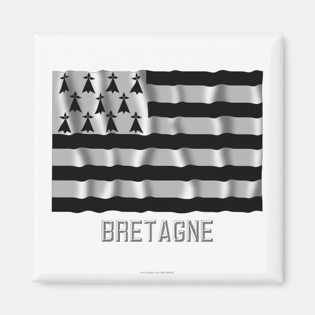 Bretagne schwenkende Fahne mit Namen Magnet (Vorne)