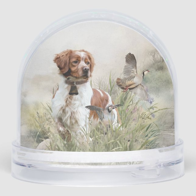 Bretagne Spaniel, Frankreich, Bretagne Schneekugeln (Rückseite)