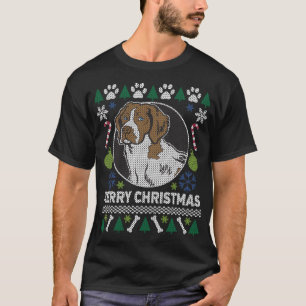 Bretagne Spaniel Hund züchten Ugly Weihnachtskrau T-Shirt