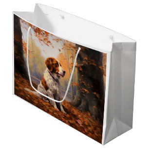 Bretagne Spaniel im Herbst Leaves Fall Inspiriert Große Geschenktüte