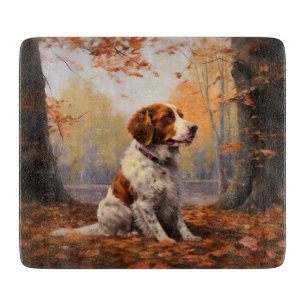 Bretagne Spaniel im Herbst Leaves Fall Inspiriert Schneidebrett