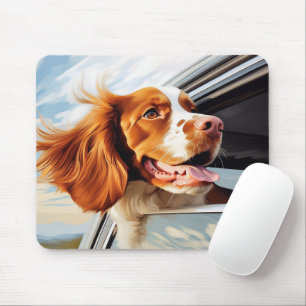 Bretagne spaniel in Car Window Mousepad
