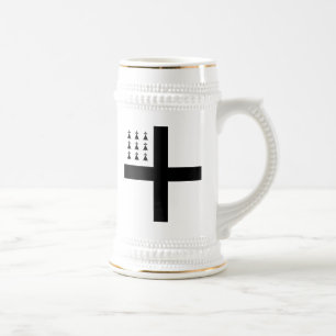 Bretagne Stein - schwarzes Kreuz u. Ermine Bierglas