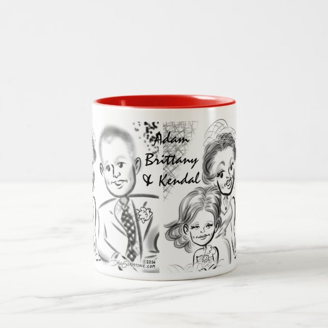 Bretagne- u. Adamhochzeits-Karikatur-Tasse 2014 Zweifarbige Tasse (Mittel)