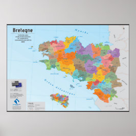 Bretagne, Verwaltungskarte 2020 Poster