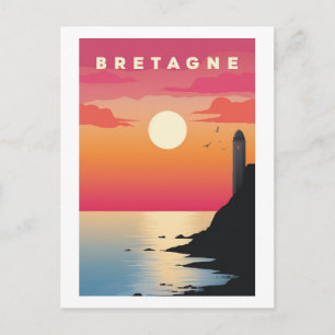 Bretagne - Vintage-Plakat - Breton - Bzh - Breizh Postkarte