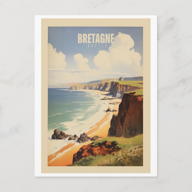 Bretagne - Vintage-Plakat - Bretonisch - Bzh - Bre Postkarte (Vorderseite)