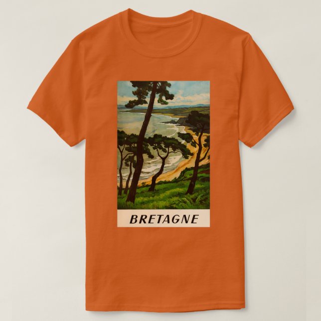 Bretagne Vintage Reiseplakat T-Shirt (Design vorne)