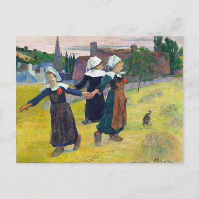 Breton Girls Dancing Pont-Aven von Paul Gauguin Postkarte (Vorderseite)