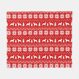 Breton-Spaniel-Silhouetten Hund Weihnachtsmuster Fleecedecke