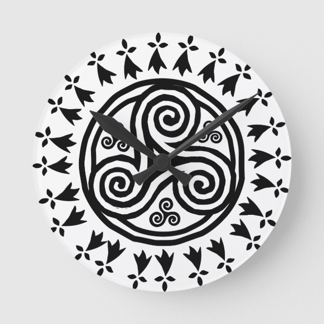 Breton triskel & hermine runde wanduhr (Vorderseite)